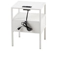 thumbnail image 6 of 2PC 15.75" Rattan End Table with Power Outlet & USB Ports, Modern Nightstand with Drawer & Metal Legs, Side Table for Living Room Bedroom, White, 6 of 9