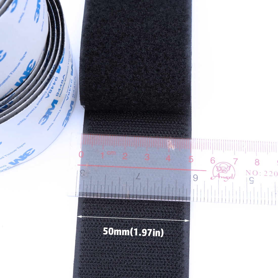 Jumbo Size Black Sticky Back Tape - 2 Inch x 10FT Heavy Duty, No-Residue Removal for Extended Runs