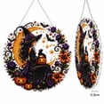 thumbnail image 4 of Double Sided Black Cat Moon Diamond Art Hanging Ornament, Halloween DIY Diamond Painting Kit with Pumpkin Bat Floral, Fall Decor Pendant for Wall Door Home Party Display, 4 of 4
