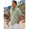 thumbnail image 2 of RICHCOIN Men's Linen Shirts Short Sleeve Casual Shirts Button Down Shirt for Men Summer Beach Wedding Dress Shirt, 2 of 7