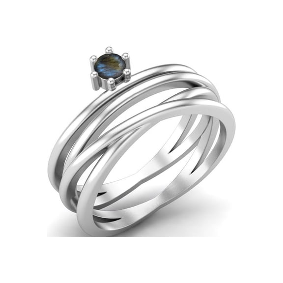 3mm Round Labradorite 925 Sterling Silver Twisted Valentines Day Gifts Ring