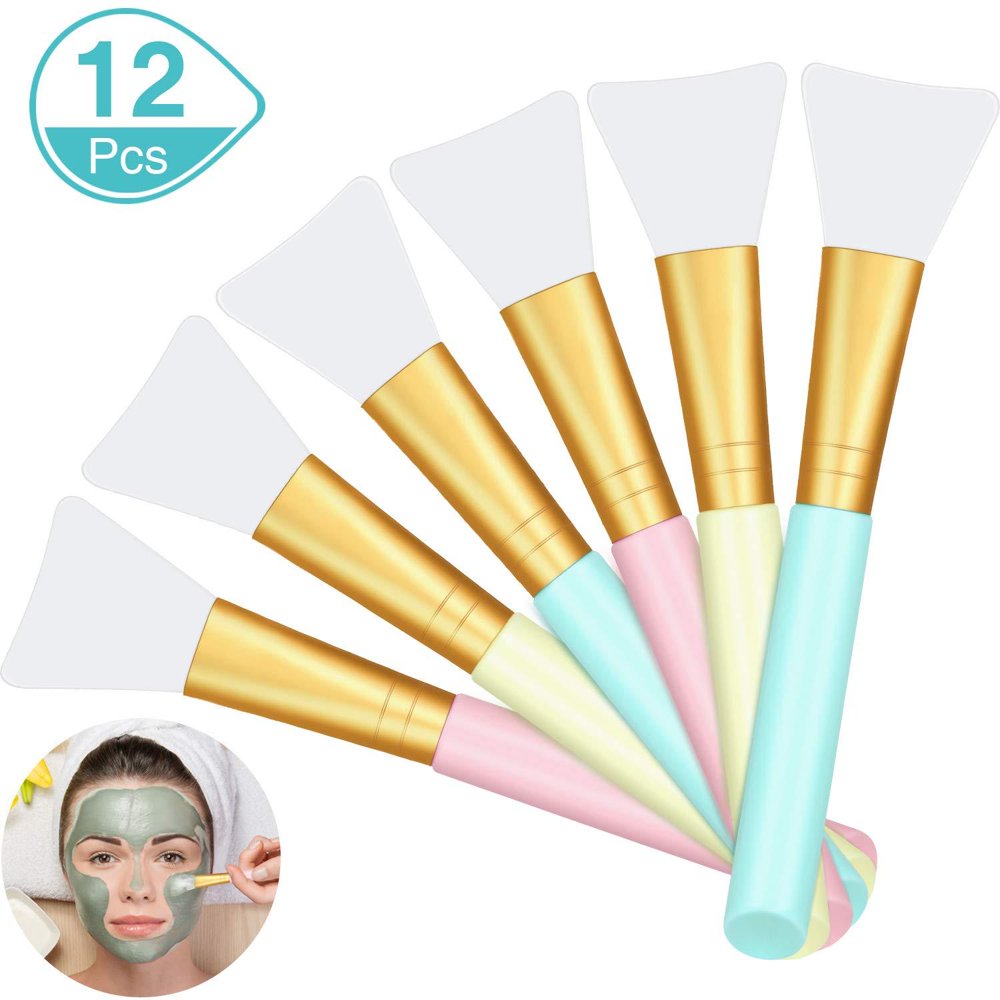 12 Pieces Silicone Face Mask Brushes, Soft Silicone Facial Mud Mask