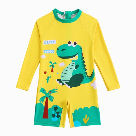 Ymyiu Infant Swimsuit Boy with Hat Baby Toddler Boys Zipper Rash Guard Swimsuit UPF 50 One Piece Beach Swimwear Bathing Suits 3T 4T (Yellow,3-4 Years)