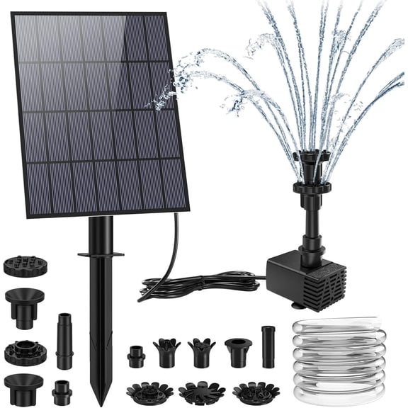 3.5W DIY Solar Fountain Pump with 4.9FT Water Pipe & 16 Nozzles for Bird Bath, Garden Decor, Pet Drinking & Ponds