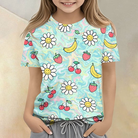CCRFTGI Cute Shirts for Kids Girls Size 10-12 Summer Short Sleeve Funny Graphic Tee Shirts Trendy Loose Comdy Girls Clothes Crew Neck Shirts Mint Green 9-10 Years