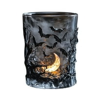 Halloween Icon Juice Glasses Icon Stemless Drinking Glasses Set Ideal for Gift & Halloween Party Drinkware (Bat & Moon)