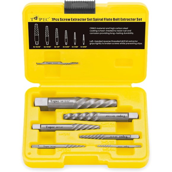 shiyou-Screw Extractor Set, 7PCS Easy Out Bolt Extractor Set, Stripped Screw Extractor for Broken Bolts, Damaged Screws, Studs