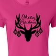thumbnail image 4 of Inktastic Merry Christmas Reindeer Antlers with Ornaments Women's T-Shirt, 4 of 5