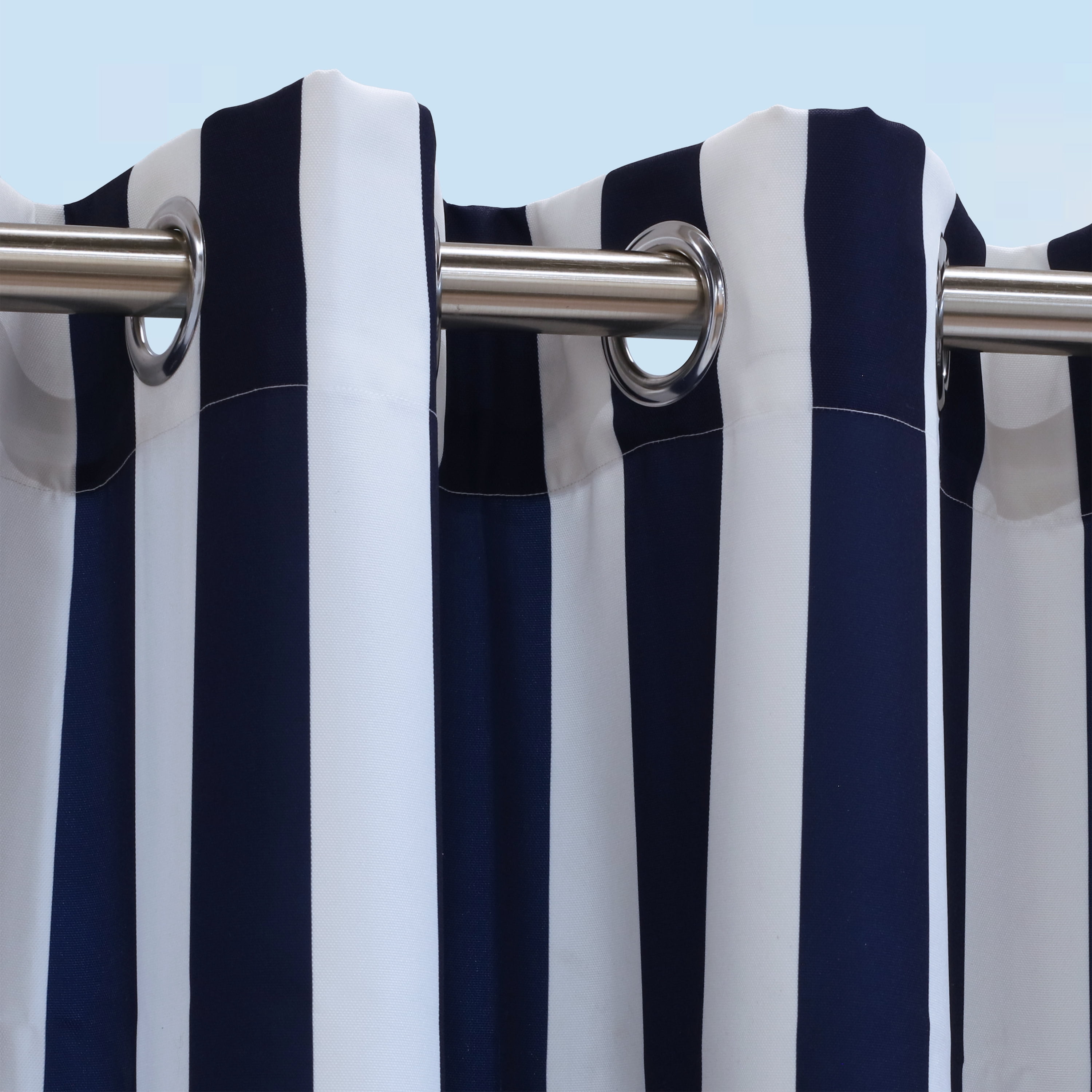 Corsica Stripe Indoor/Outdoor Curtain Panel 50" x 108" in Navy