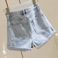thumbnail image 4 of Shorts for Women High Waist Denim Shorts Loose Relaxed Fit Wide Leg A Shaped Hot Pants, 4 of 6