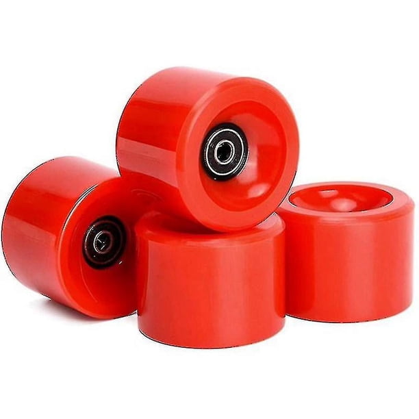 Juego de 4 ruedas de longboard YUANXCMXG 70 mm 78 A con rodamientos negros Abec 9 rojo