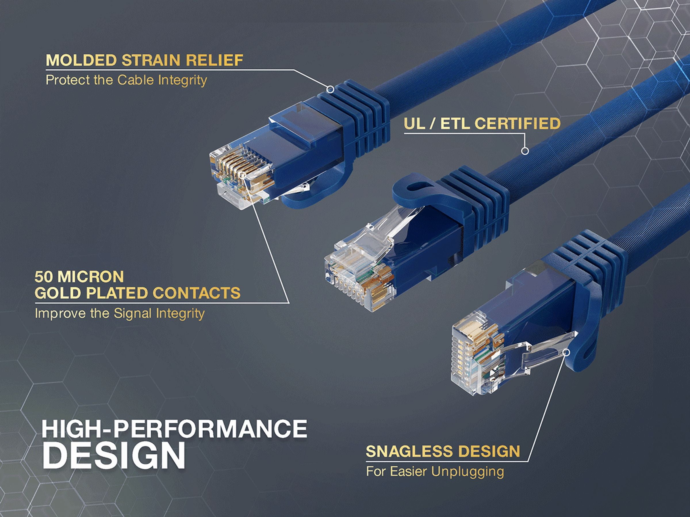 Cable Leader 75ft Cat6a UTP 10G Ethernet Network Patch Cable Snagless 24AWG Bare Copper, Blue