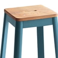 thumbnail image 2 of Farmhouse Style Armless Bar Stool in Natural and Teal for Dining Room Charm, 2 of 2