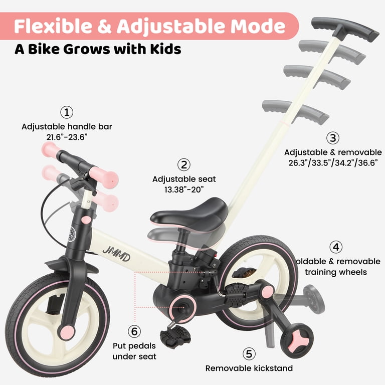 JMMD, 6-in-1 Toddler Bike, Pink, for Ages 18-60 Months - Walmart.com