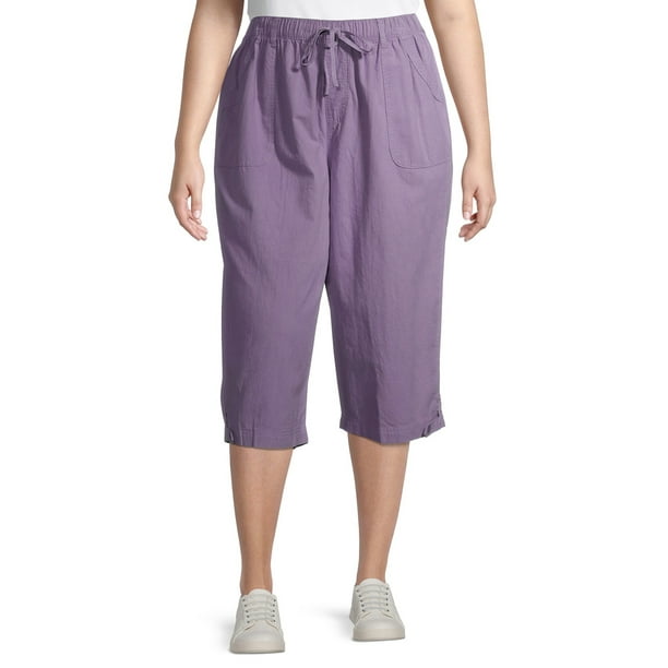 Erika Erika Women's Plus Size Blair Soft Pull On Capris With Snap Hem