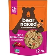 Bear Naked Granola Cereal, Whole Grain Granola, Breakfast Snacks, Triple Berry Crunch, 12oz Bag (1 Bag)