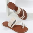 thumbnail image 4 of Penkiiy Womens Flat Sandals With Casual Slides and Flip Flops Split Toes Style for Lady Summer 36 Beige, 4 of 5