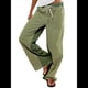 thumbnail image 3 of Pantalones de Rayas de Tiro Bajo para Mujer, Estilo Bohemio, con Cordón Ajustable y Pernera . Verde M, 3 of 10