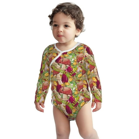 

Fotbe Bright Mushrooms Pattern Unisex-baby Long-sleeve Bodysuit Long Sleeve Bodysuits One-piece 100% Organic Cotton for Infant Baby Boys Unisex-2 Years