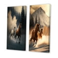 thumbnail image 3 of Designart "Wild Horses Galloping in a Winter Scene V" Animals Horse Wall Art Set Of 2 - Children's Art Brown Canvas Set For Living Room Decor, 3 of 6