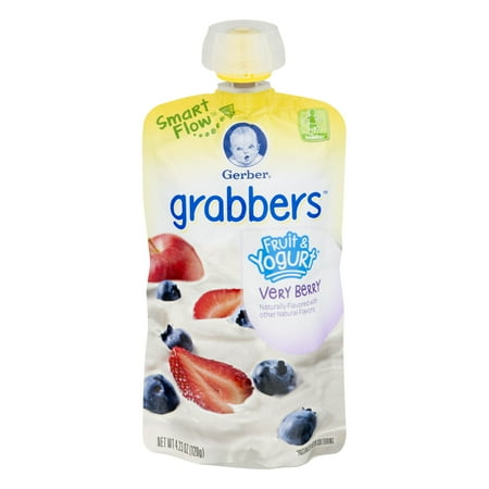 Gerber, Gerber Grabbers Fruit & Yogurt Squeezable Pouch Very Berry