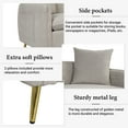 thumbnail image 4 of AngLink 77.5" Velvet Upholstered Sofa Couch with 2 Armrest Pockets, Modern 3-Seat Sofa Couch with 2 Pillows and Golden Metal Legs for Living Room, Apartment, Home Office (Gray), 4 of 9