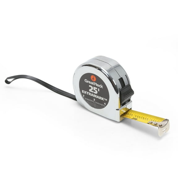 GreatNeck ExtraMark Chrome Tape Measure, Easy to Read, 25' x 1"