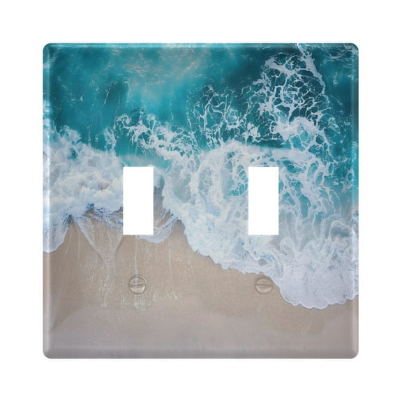 2 Gang Light Switch Cover Plate Beach and Waves Wall Plate Decorate Electrical Outlet Cover Plates 4.56”x4.48”