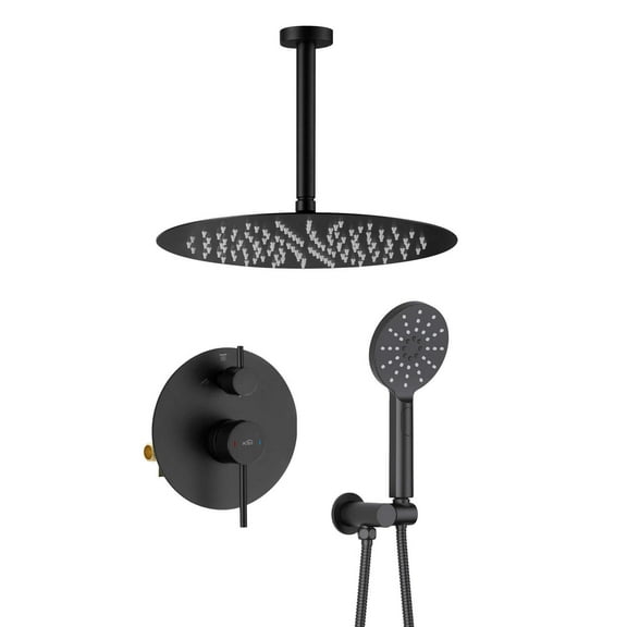 Kibi Circular Pressure Balanced Ceiling Mounted 2-Function Shower System with Rough In Valve