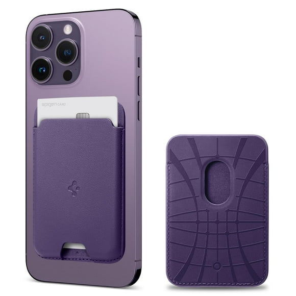 Tarjetero Spigen para iPhone 17/12 MagSafe Wallet, color morado