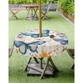 thumbnail image 4 of Fsddascl Blue Teal Butterfly Outdoor Tablecloth - 54 Inch Round Dining Table Cover, Colorful Spring Summer Butterfly Waterproof Outdoor Table Cloth with Umbrella Hole & Zipper for Picnic/Patio/Party, 4 of 7