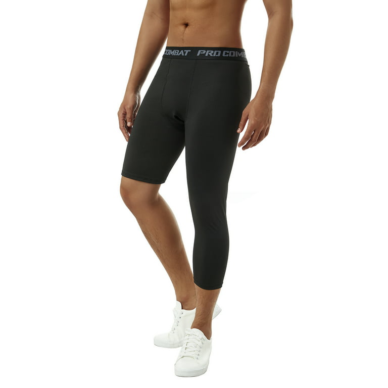 hwojjha 2 Pack Men's Compression Pants One Leg 3/4 Capri Tights Leggings  Athletic Base Layer for Gym Running Basketball (US, Alpha, Large, Regular,  Regular, White+Black (Right 3/4)) - Yahoo Shopping