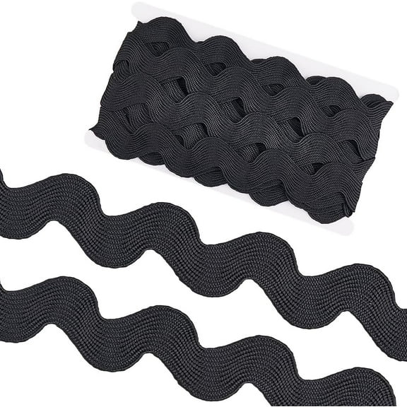 1.58 Inch/40mm Rick Rack 10 Yards Black Jumbo RIC Rac Trim for Sewing Christmas RIC Rac Rickrack Zig Zag Wave Bending Fringe Lace Trim Woven Fabric Edge Trimming for Crafts Gift Wrapping