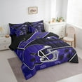 thumbnail image 3 of Manfei Baltimore Bedding Comforter Set 7pcs,Football City Queen Bedding Sets,Purple Helmet Queen Sheet Sets,Super Cozy Room Decor Reversible, 3 of 7
