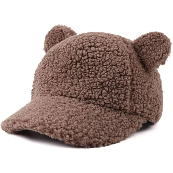 Winter Fleece Baseball Cap for Baby Girls Warm Toddler Boys Hat Cute Bear Ears Kids Baseball Hats