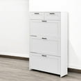 thumbnail image 5 of Tcbosik Narrow Shoe Cabinet with 3 Flip Drawers, Hidden Shoe Rack with 2 Sliding Drawers, Freestanding Shoe Storage Organizer for Entryway Hallway, White, 5 of 6