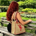 thumbnail image 5 of Women's Americana Cut Out Tote Bag,Red Print Shoulder Tote Bag,Large Capacity Casual Handbag Beach Bag for Daily Use,Style Openwork Tote, 5 of 6