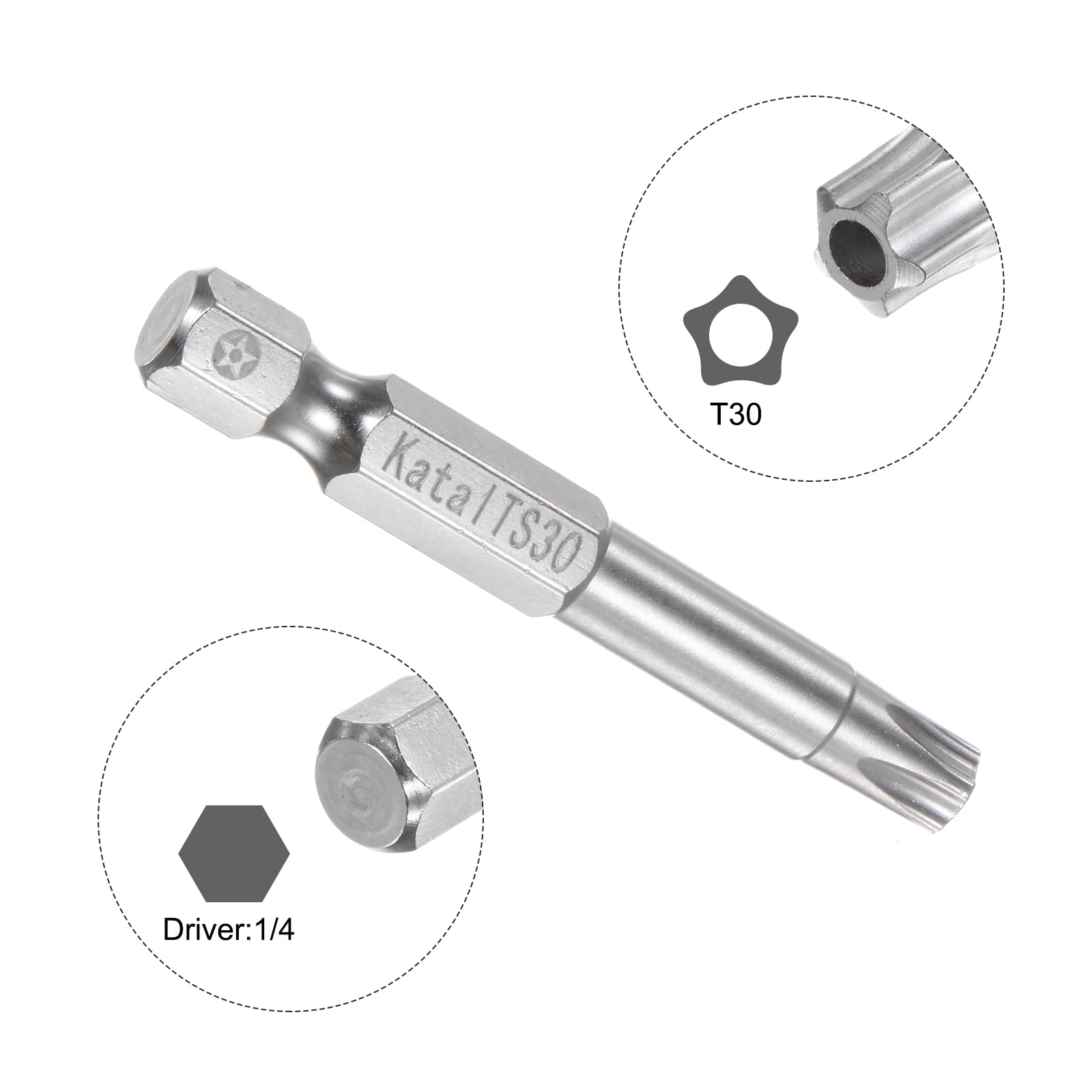 T30 Magnetic Security Star 5 Point Torx Screwdriver Bit 1/4