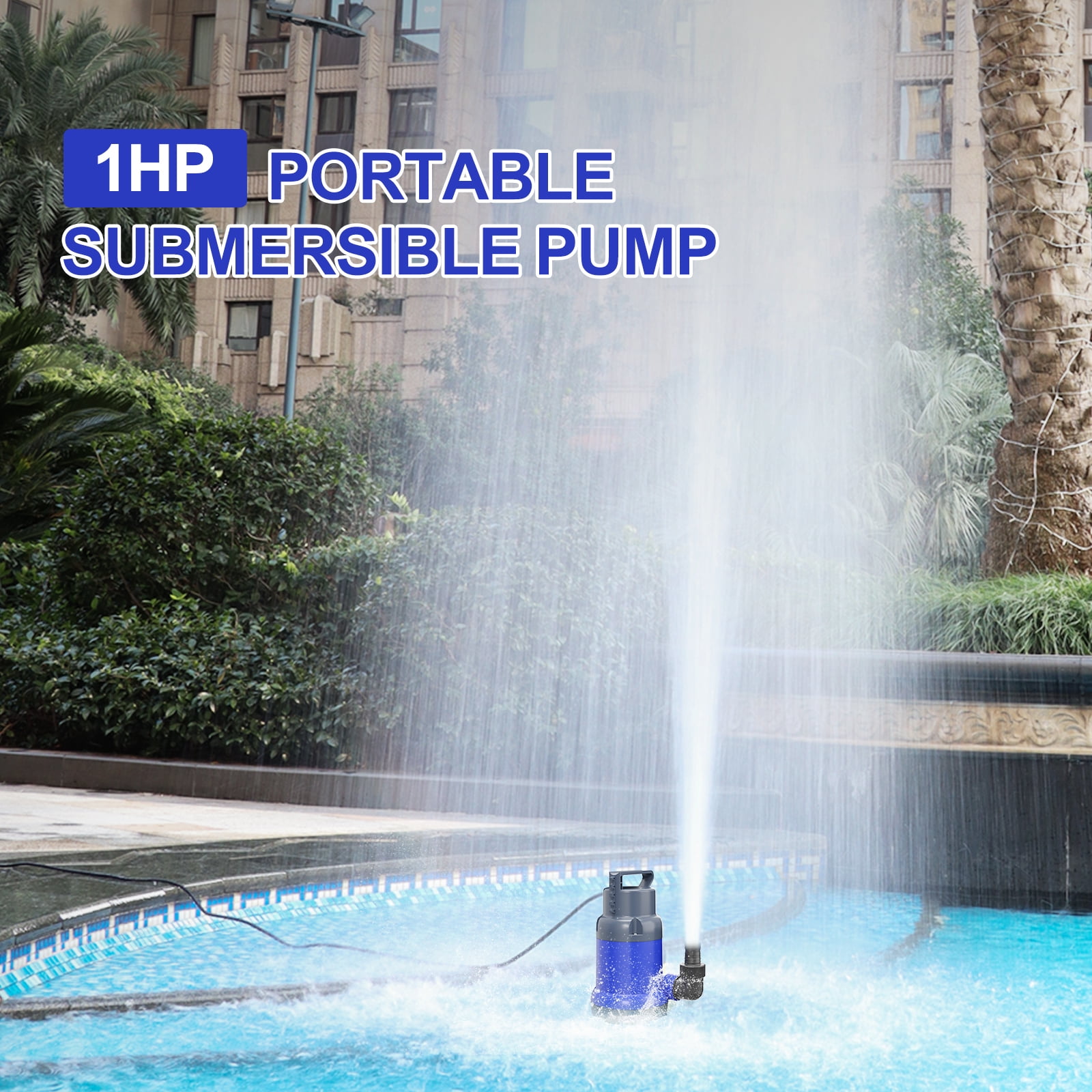 Hot Tub Water Pump 1HP 3500GPH Electric Submersible Portable Sump Pump for Pool Draining Transfer