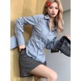 thumbnail image 4 of Camisas de manga larga para mujer, a rayas, para oficina, ajustadas, francesas, versátiles, para el tiempo libre, moda urbana, sencillas, clásicas, de primavera y con estilo., 4 of 6