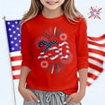 thumbnail image 2 of USA 250th Anniversary Shirt Girls Patriotic 4Th of July Graphic Print Three Quarter Sleeve Casual Tee Shirt for Toddler and Youth Kids Red 3 Years-4 Years, 2 of 5