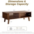 thumbnail image 2 of Mid Century Coffee Table with Storage & Sliding Fence Door, Modern Coffee Tables for Living Room, Walnut Finish, 2 of 7