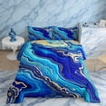 thumbnail image 2 of Manfei Blue Marble Comforter Sets King Size, Modern Aesthetic Marbling Comforters & Duvets, Watercolor Artwork Bedding King Comforter Set, Ultra Soft Bedroom Decor, 3-Piece Reversible, 2 of 7