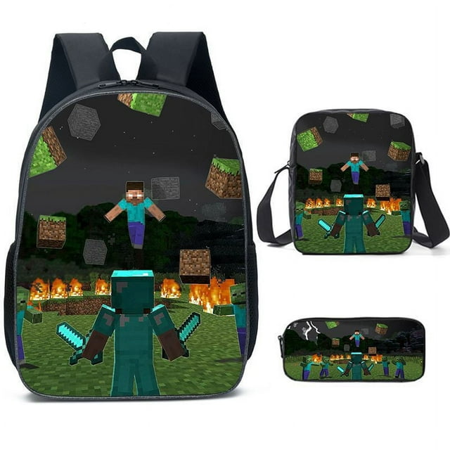 MINECRAFT school bag backpack three-piece set lunch bag stationery bag