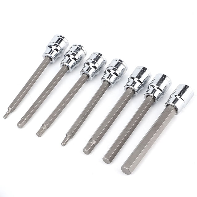 Llave de Vaso Torx, 7 UDS. JUEGO DE LLAVES DE VASO ACERO AL CROMO VANADIO JUEGO DE LLAVES DE VASO de Estrella Torx Extralargas con Punta Hexagonal Extra Larga 3/4/5/6/7/8/10MM