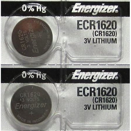 2 Energizer CR1620 Lithium 3V Coin Cell Batteries