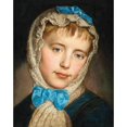 thumbnail image 2 of Johann Baptist Reiter 20x24 Gold Ornate Framed and Double Matted Museum Art Print Titled - A Girl with Lace Headscarf and Blue Bows, 2 of 4