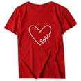 thumbnail image 4 of iOPQO T-Shirts pour Femmes T-Shirts pour Femmes Saint-Valentin Décontracté Manches Courtes Col Rond Imprimé Lettre Hauts en Forme de Cœur Rouge TG, 4 of 5