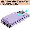 thumbnail image 4 of Crossbody Strap Wallet Case for Samsung Galaxy Note 20 Ultra with Wrist Strap, 360° Rotating Ring Kickstand & Card Holder PU Leather Purse Magnetic Snap Zipper Case Cover for Note 20 Ultra, Purple, 4 of 9