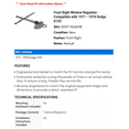 thumbnail image 2 of Front Right Window Regulator - Compatible with 1977 - 1978 Dodge D150, 2 of 2